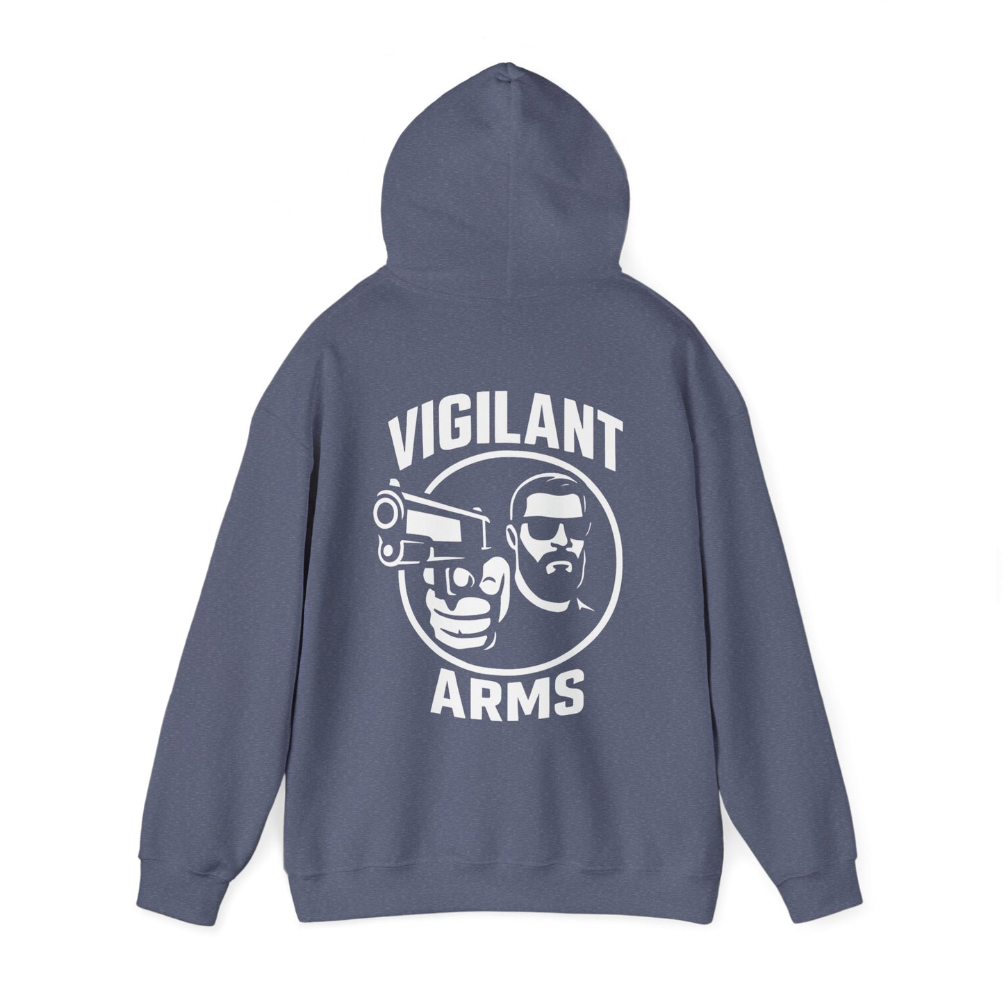 Vigilant Arms | with beard | Heavy Blend Hoodie. {*Designw/Beard} Front/Back