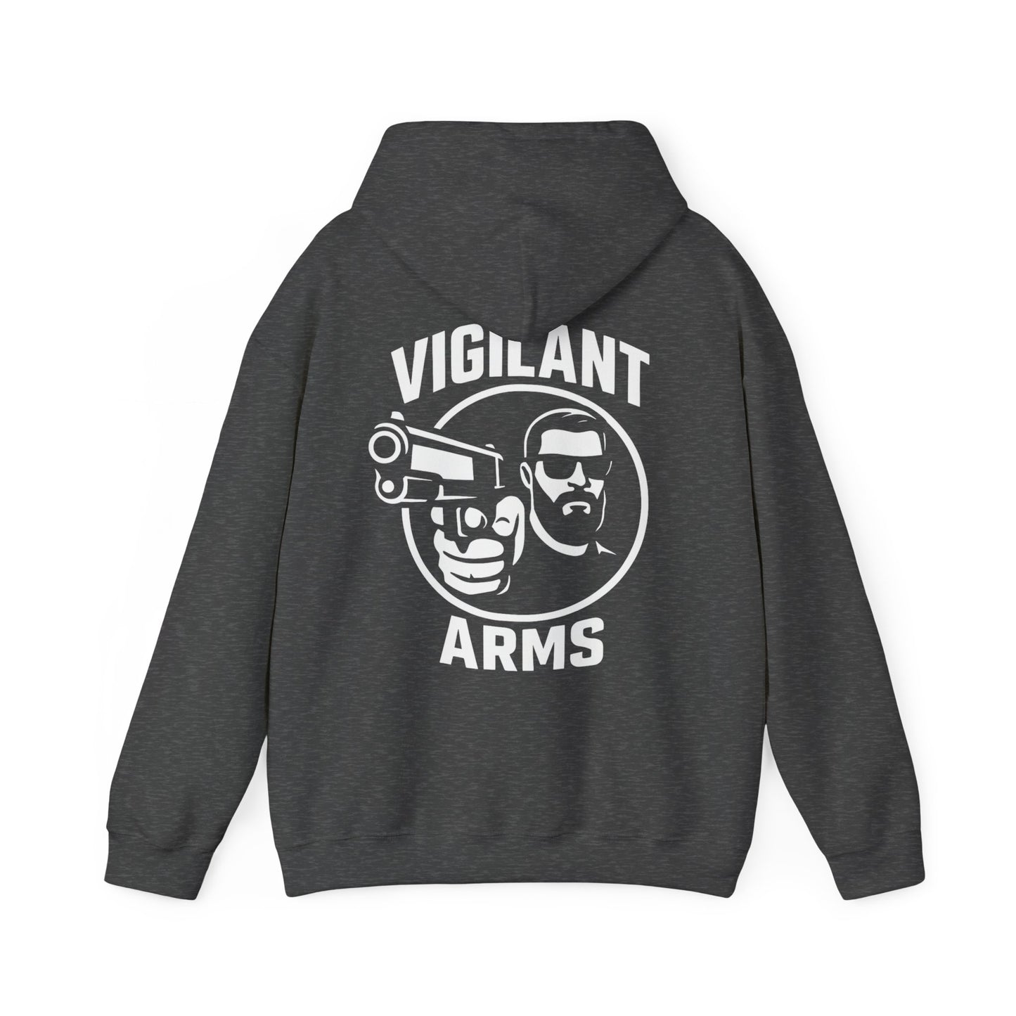 Vigilant Arms | with beard | Heavy Blend Hoodie. {*Designw/Beard} Front/Back