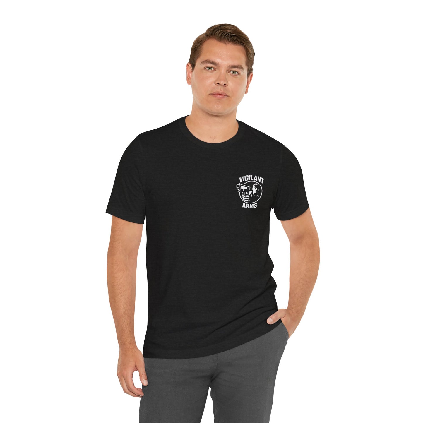 Vigilant Arms | Jersey Comfort Bella+Canvas Short Sleeve Tee. Original Design Front/Back