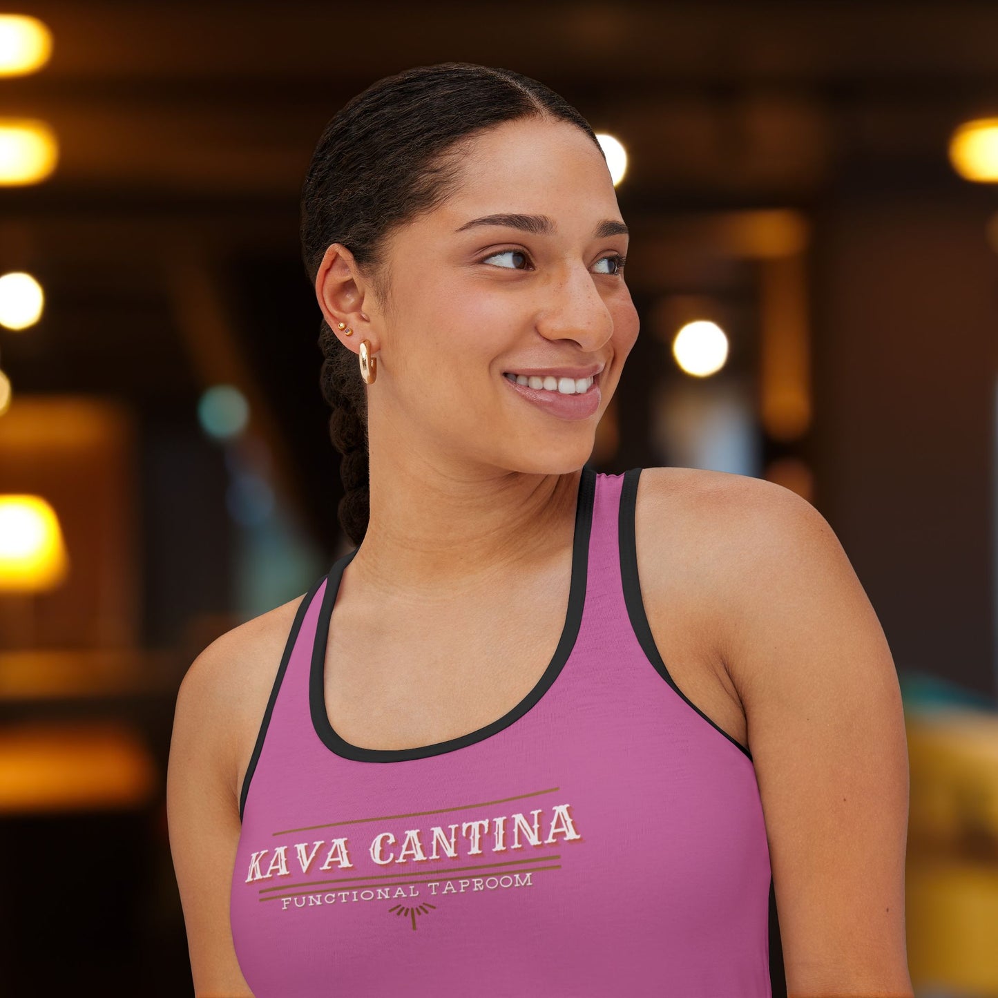 Custom Kav Order Racerback Tank Top with front and back design (PINK)