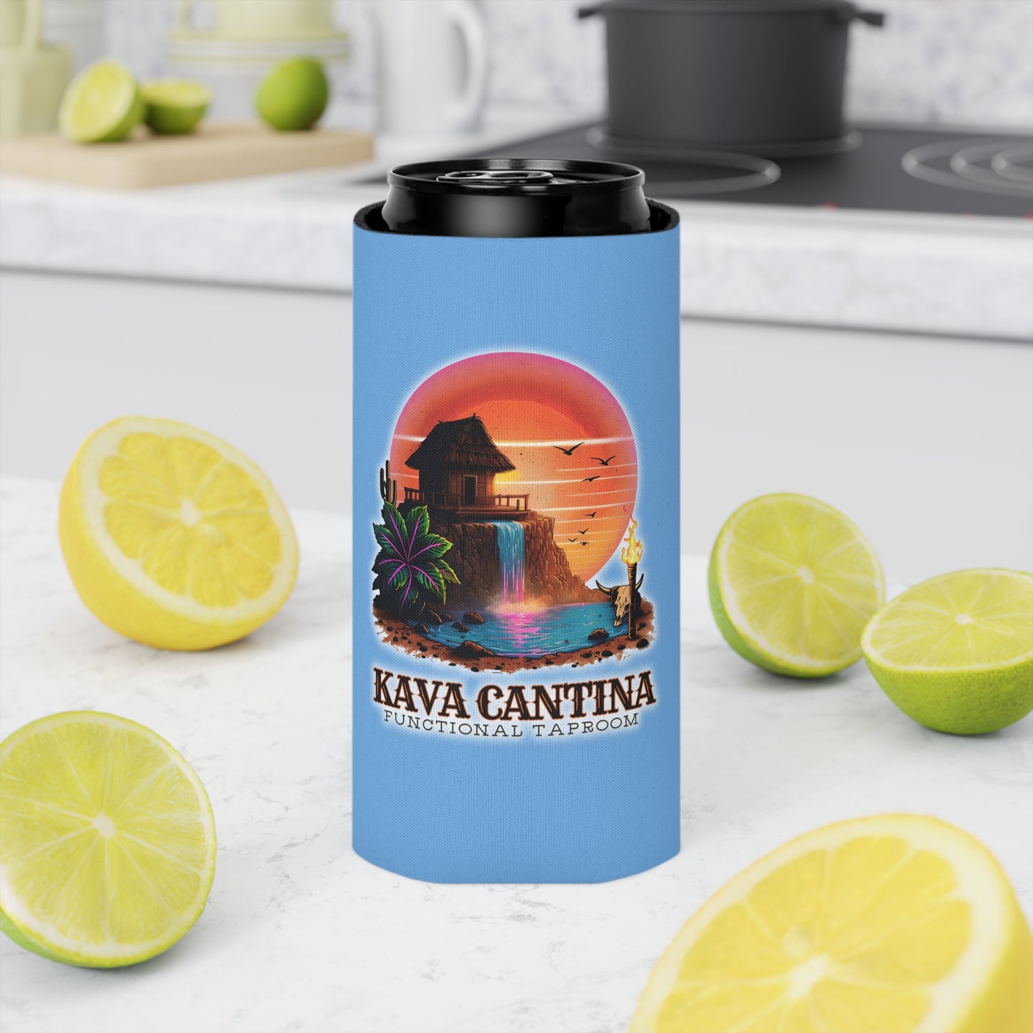 Custom Kav Order Can Cooler SLIM Koozie (LIGHT BLUE)
