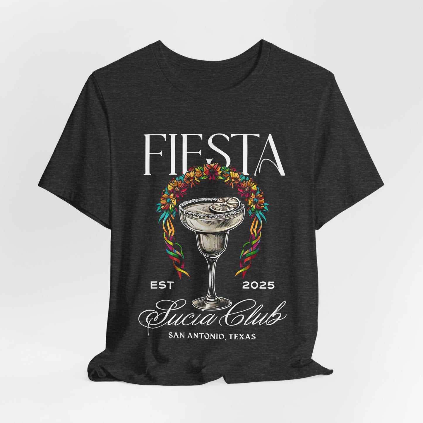 FIESTA Sucia Club w/FloralCrown Bella+Canvas Ultra Soft Jersey Short Sleeve Tee