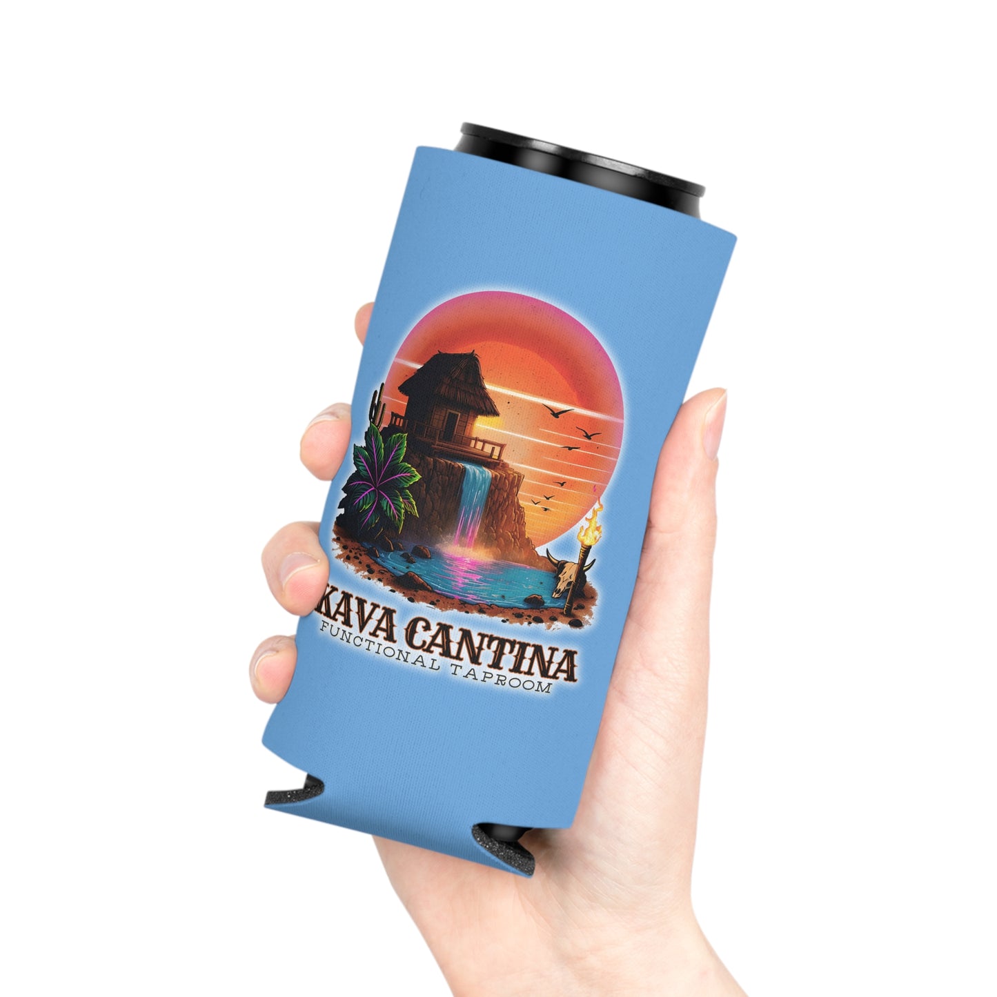 Custom Kav Order Can Cooler SLIM Koozie (LIGHT BLUE)