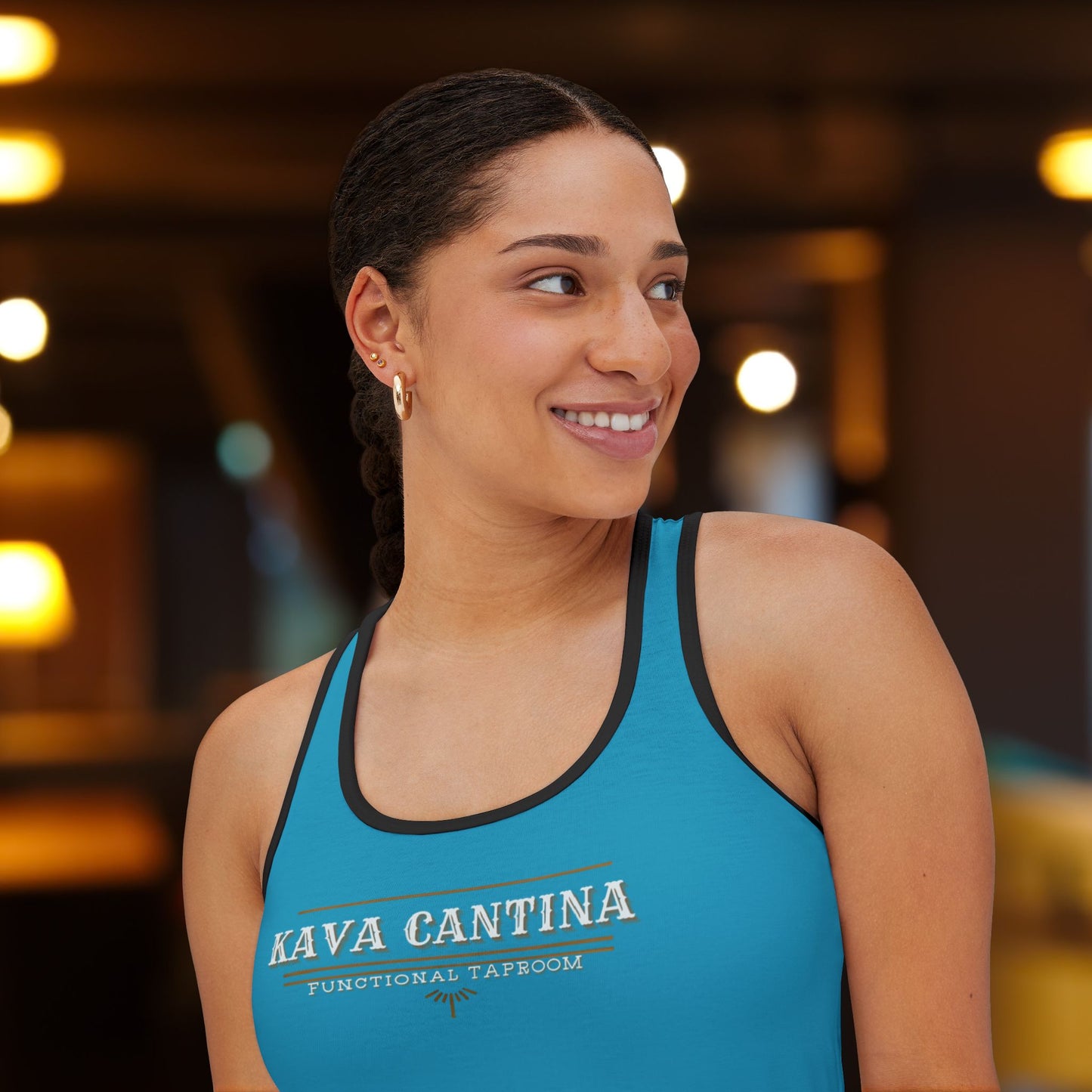 Custom Kav Order Raceback Tank Top with front and back design (TURQUOISE)