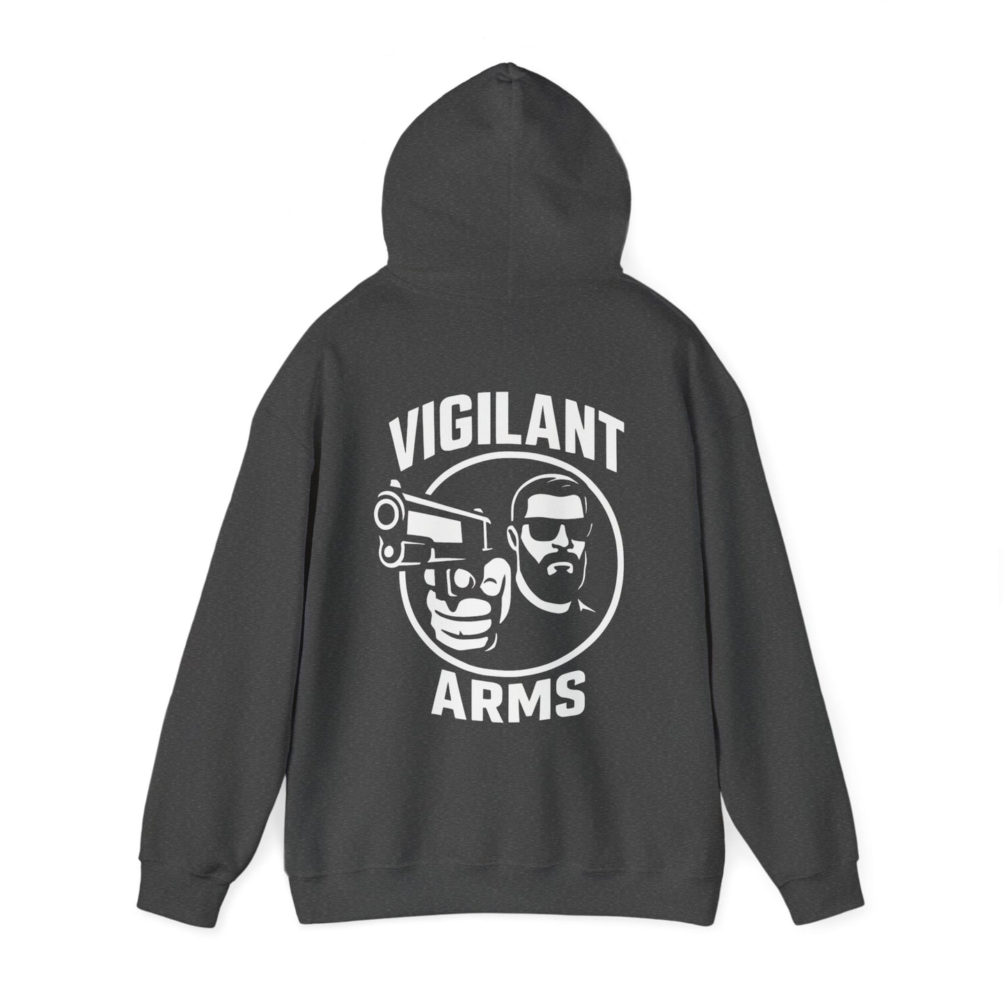 Vigilant Arms | with beard | Heavy Blend Hoodie. {*Designw/Beard} Front/Back