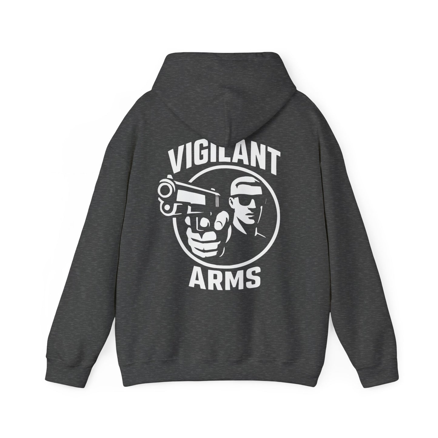 Vigilant Arms | with shades | Heavy Blend Hoodie. {*Designw/Sunglasses} Front/Back