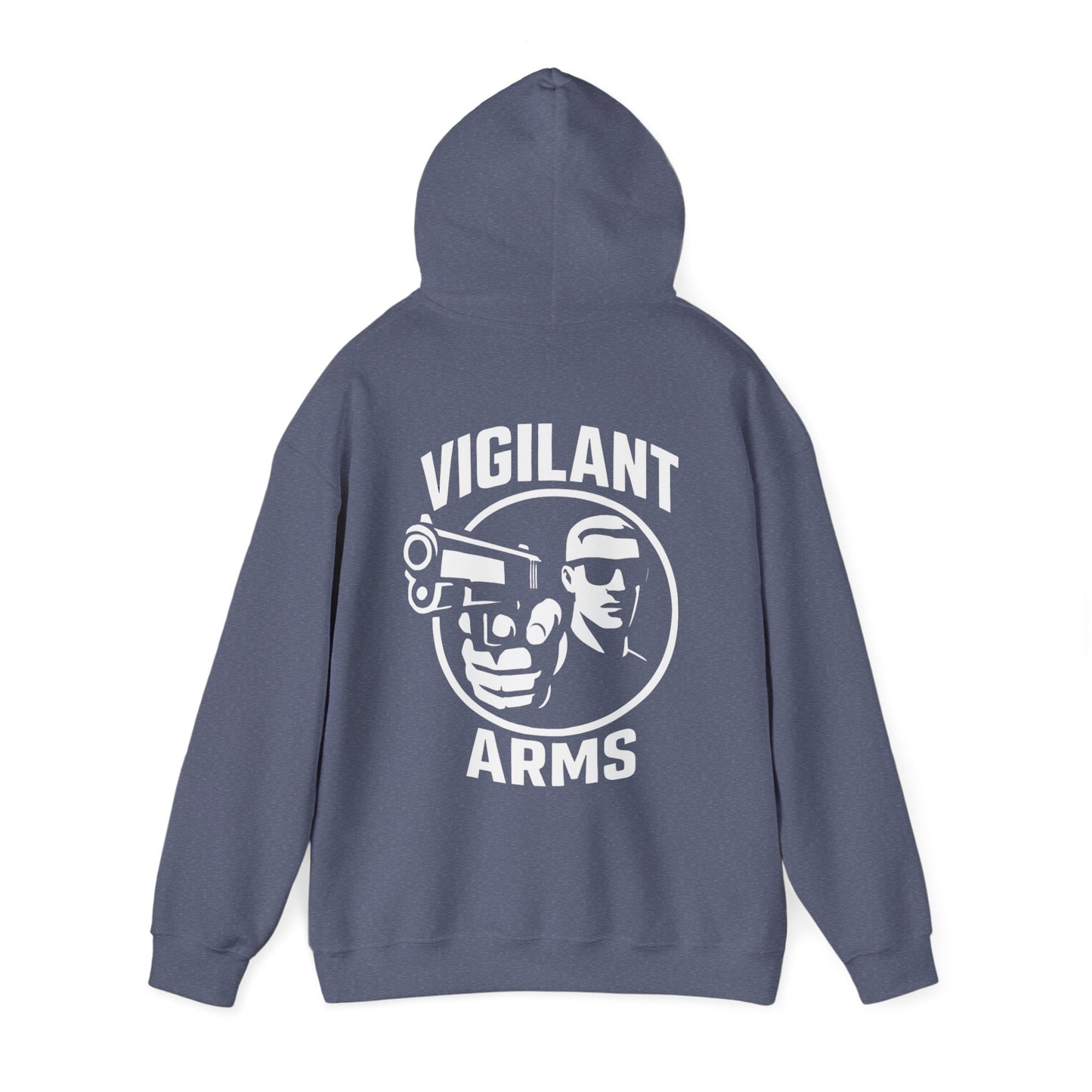Vigilant Arms | with shades | Heavy Blend Hoodie. {*Designw/Sunglasses} Front/Back