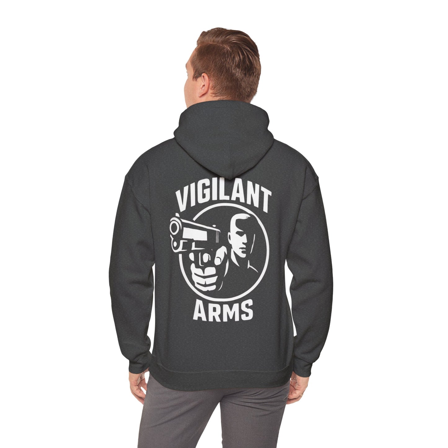 Vigilant Arms | Original Design | Heavy Blend Hoodie. Front/Back