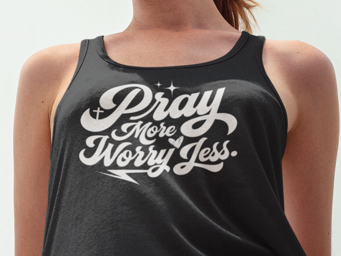 Pray More Worry Less Racerback Tank