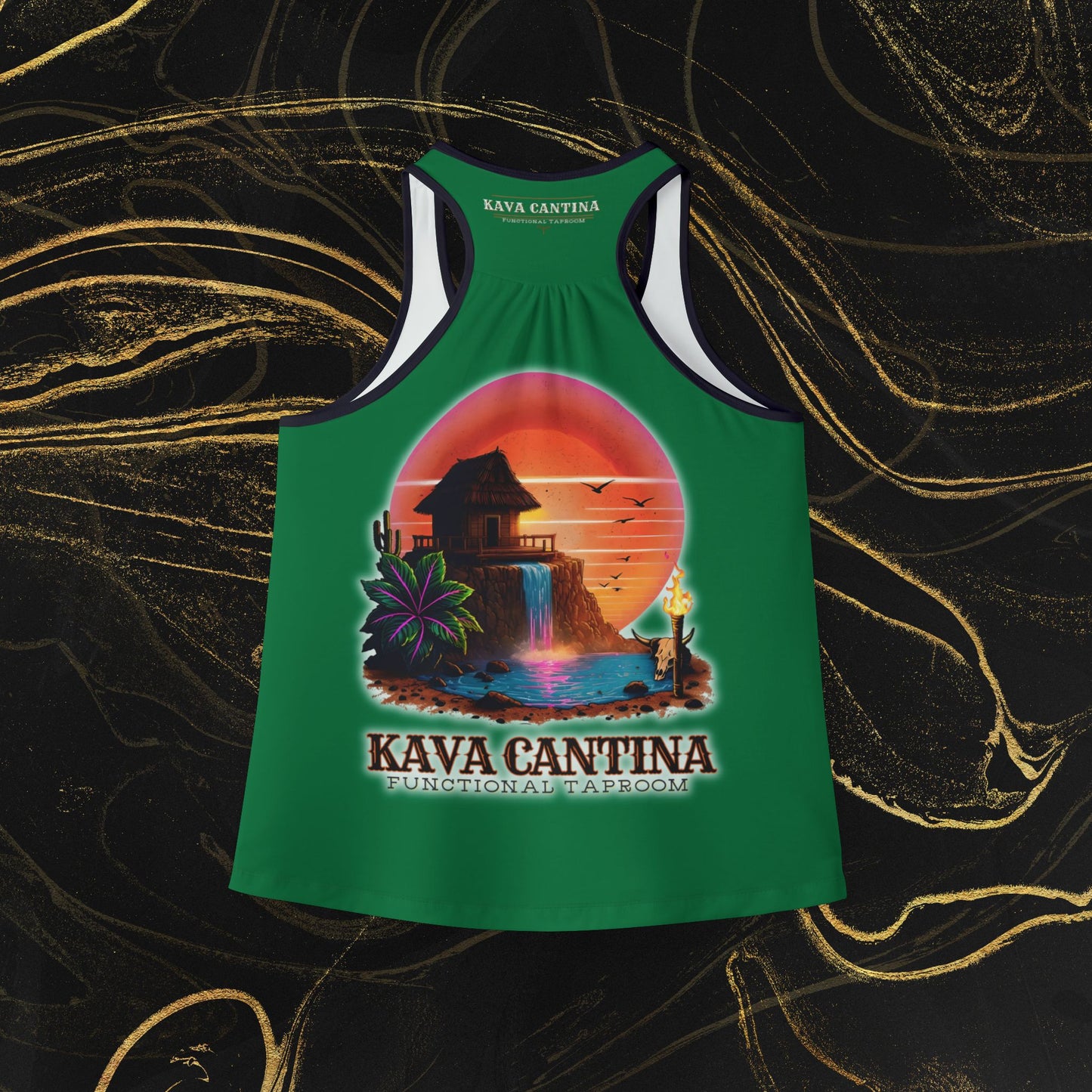 Custom Kav Order Racerback Tank Top with front and back design (DARK GREEN)
