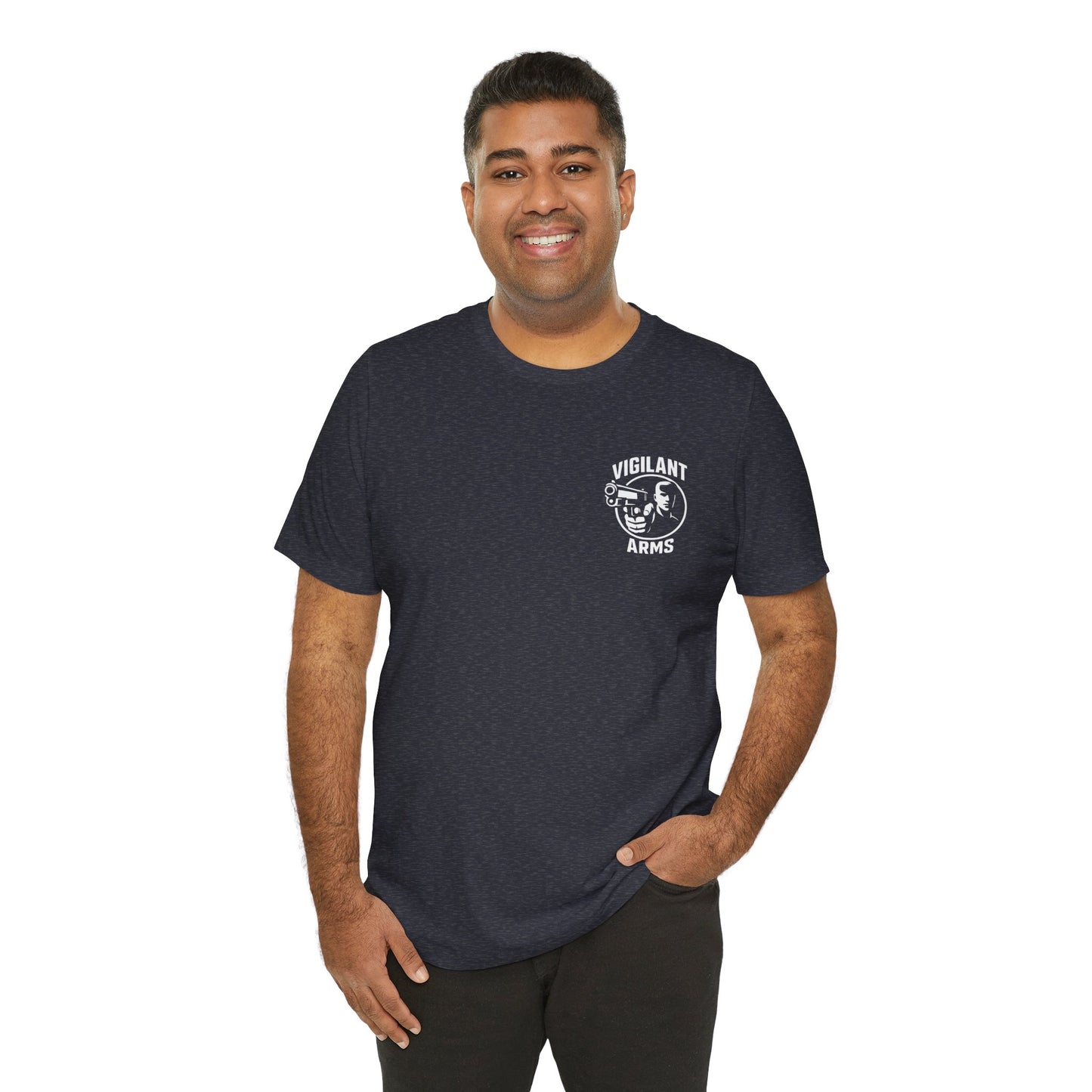 Vigilant Arms | Jersey Comfort Bella+Canvas Short Sleeve Tee. Original Design Front/Back
