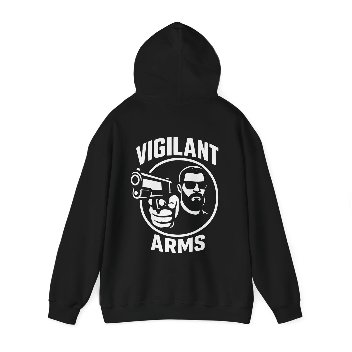 Vigilant Arms | with beard | Heavy Blend Hoodie. {*Designw/Beard} Front/Back