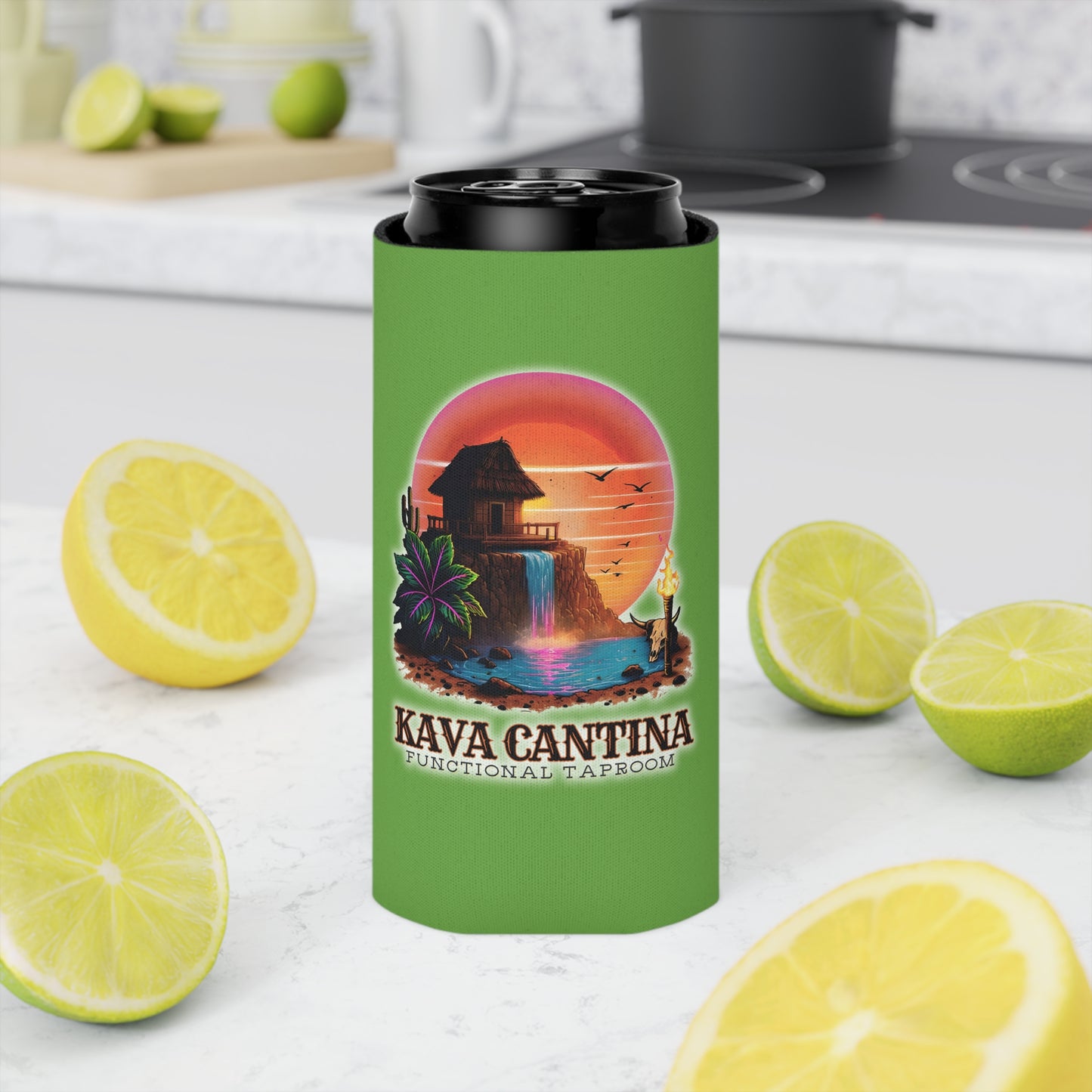 Custom Kav Order Can Cooler SLIM Koozie (GREEN)