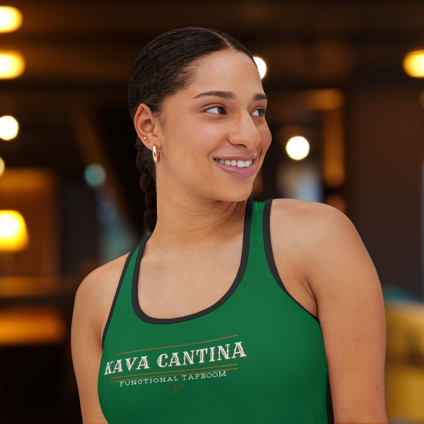 Custom Kav Order Racerback Tank Top with front and back design (DARK GREEN)