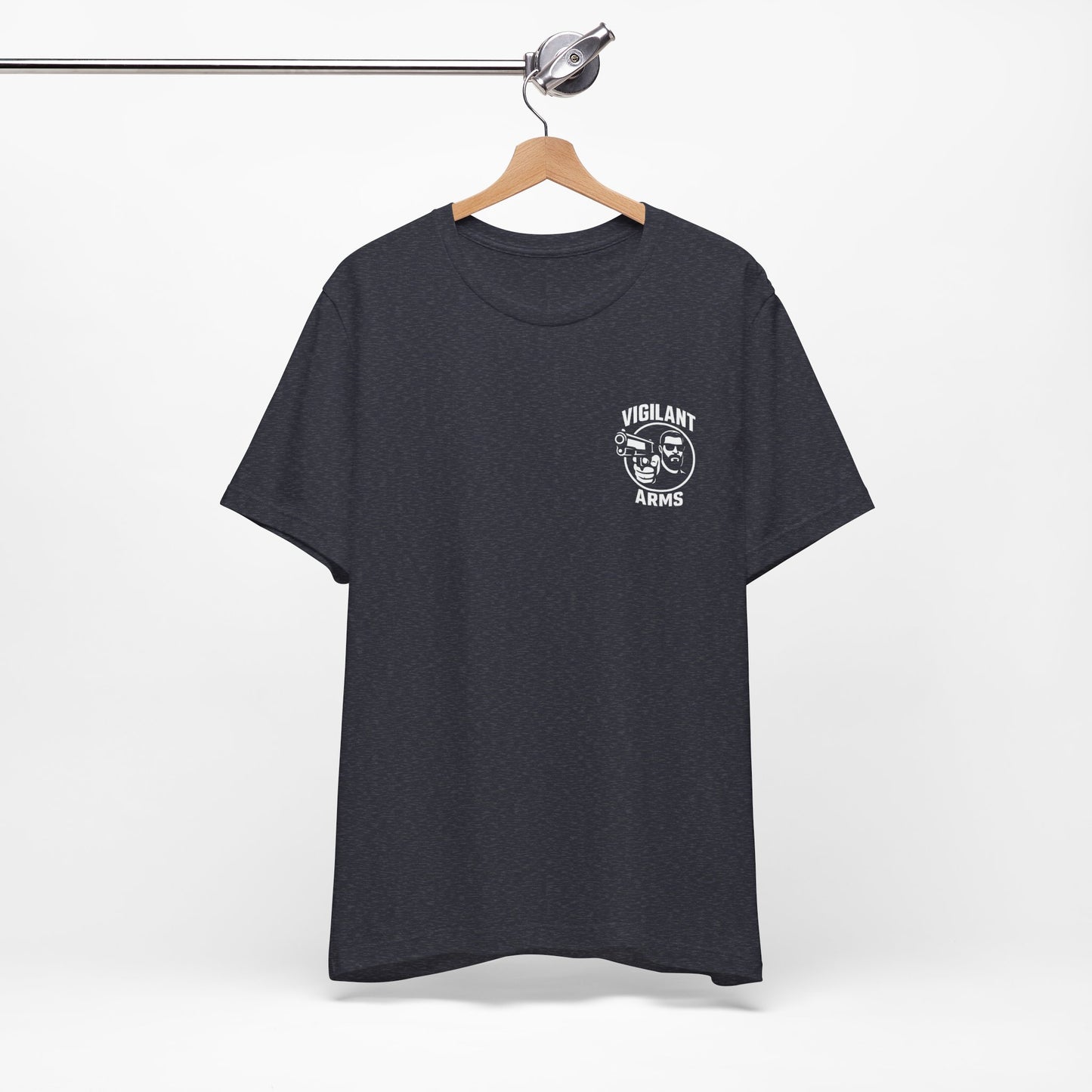 Vigilant Arms | with beard | Jersey Comfort Bella+Canvas Short Sleeve Tee. {*Designw/Beard} Front/Back