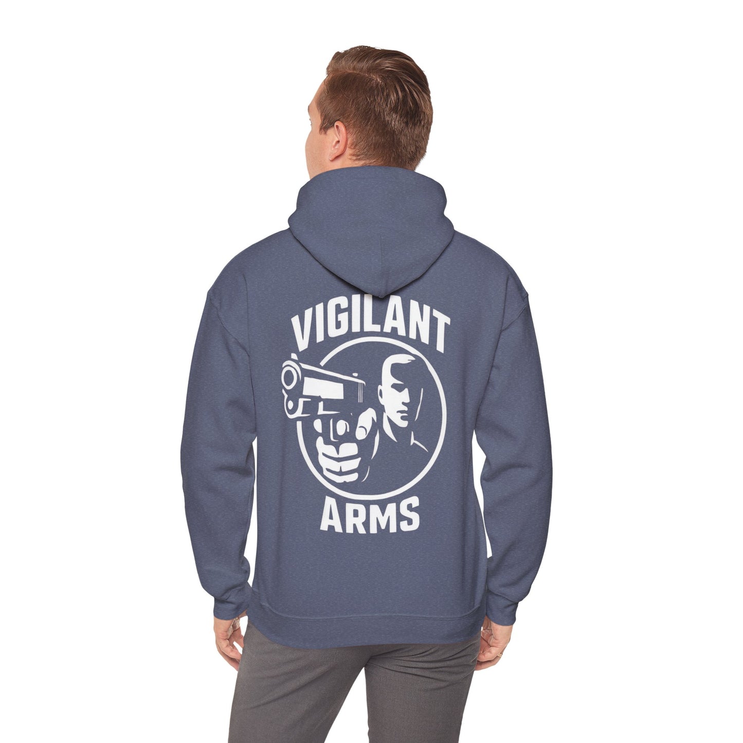 Vigilant Arms | Original Design | Heavy Blend Hoodie. Front/Back