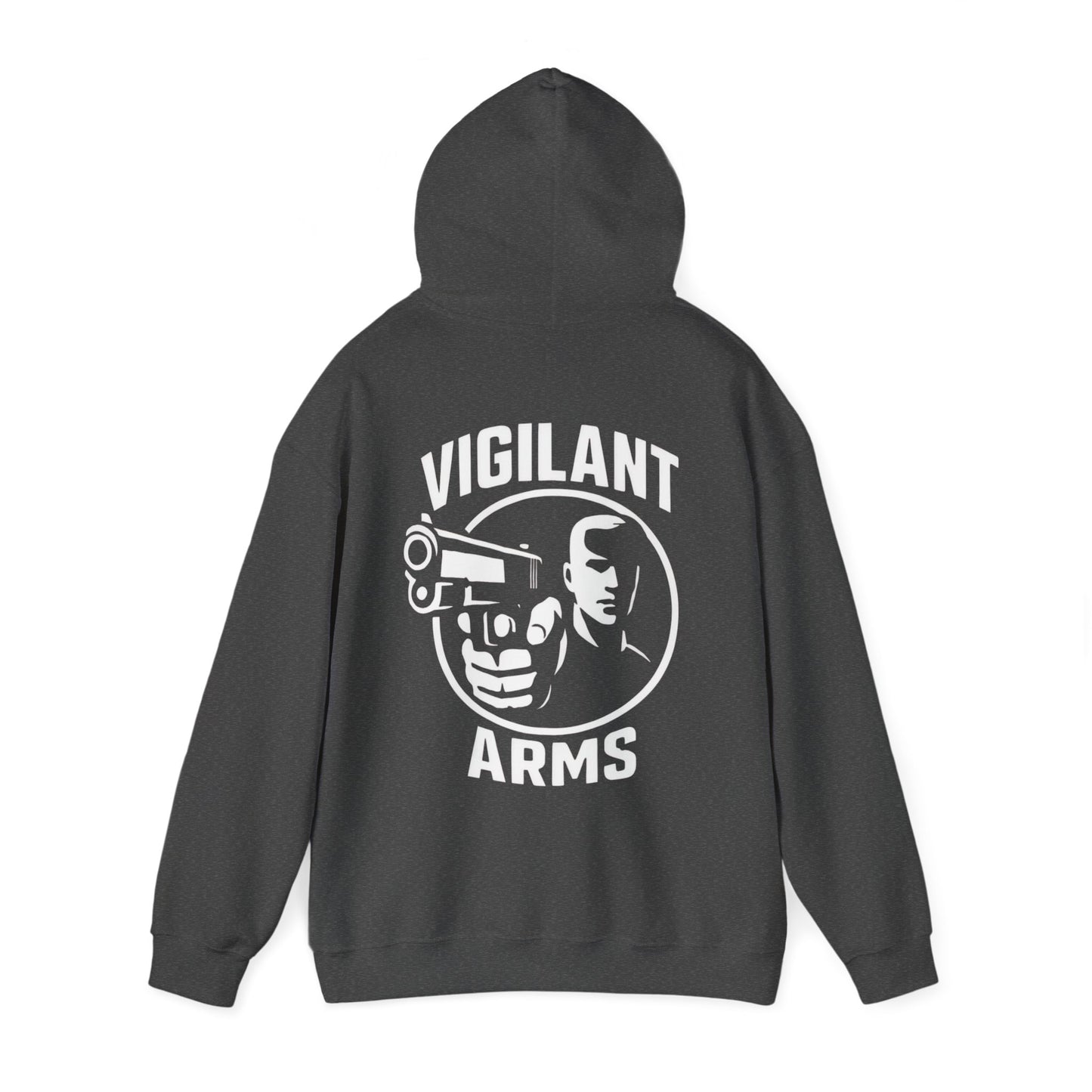 Vigilant Arms | Original Design | Heavy Blend Hoodie. Front/Back