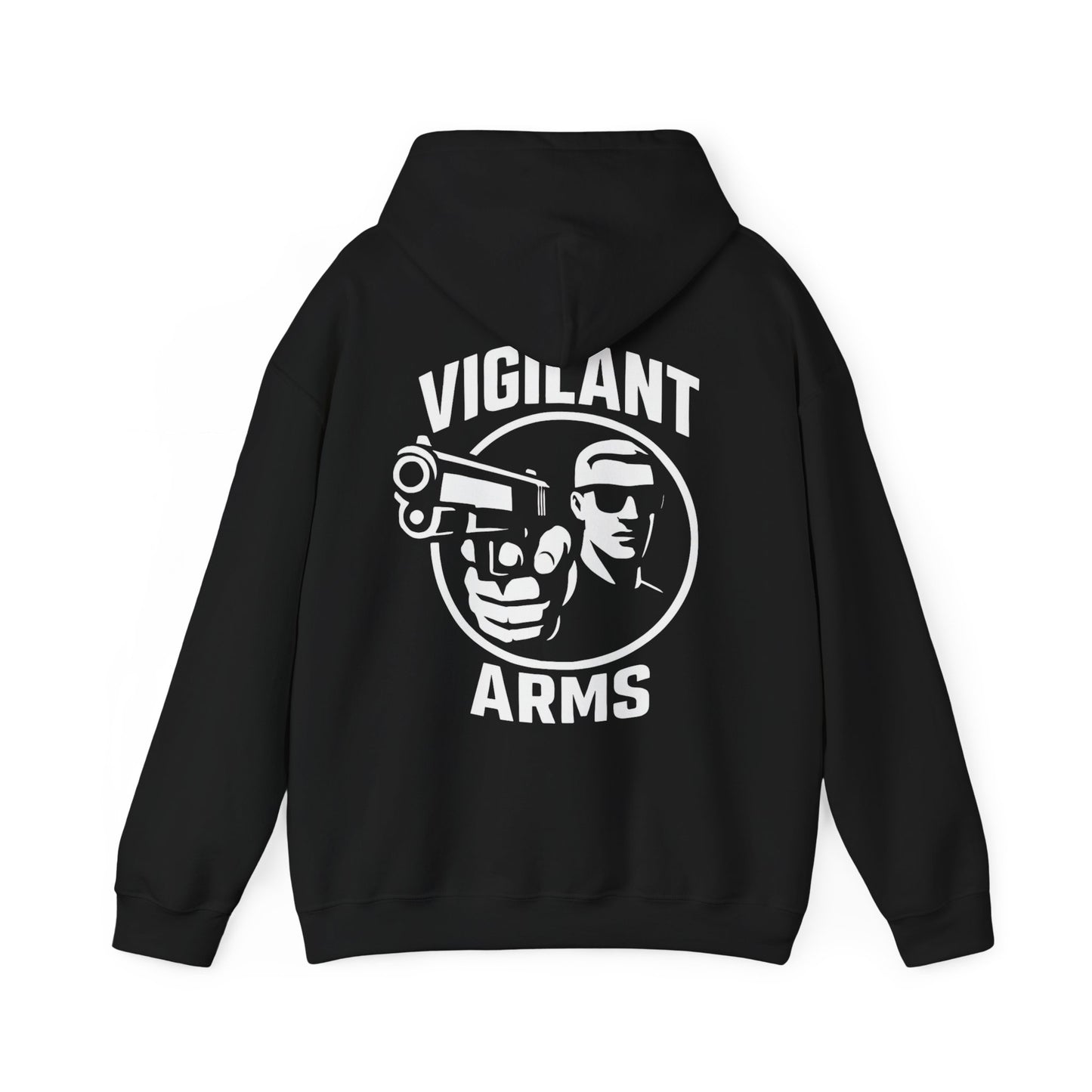 Vigilant Arms | with shades | Heavy Blend Hoodie. {*Designw/Sunglasses} Front/Back