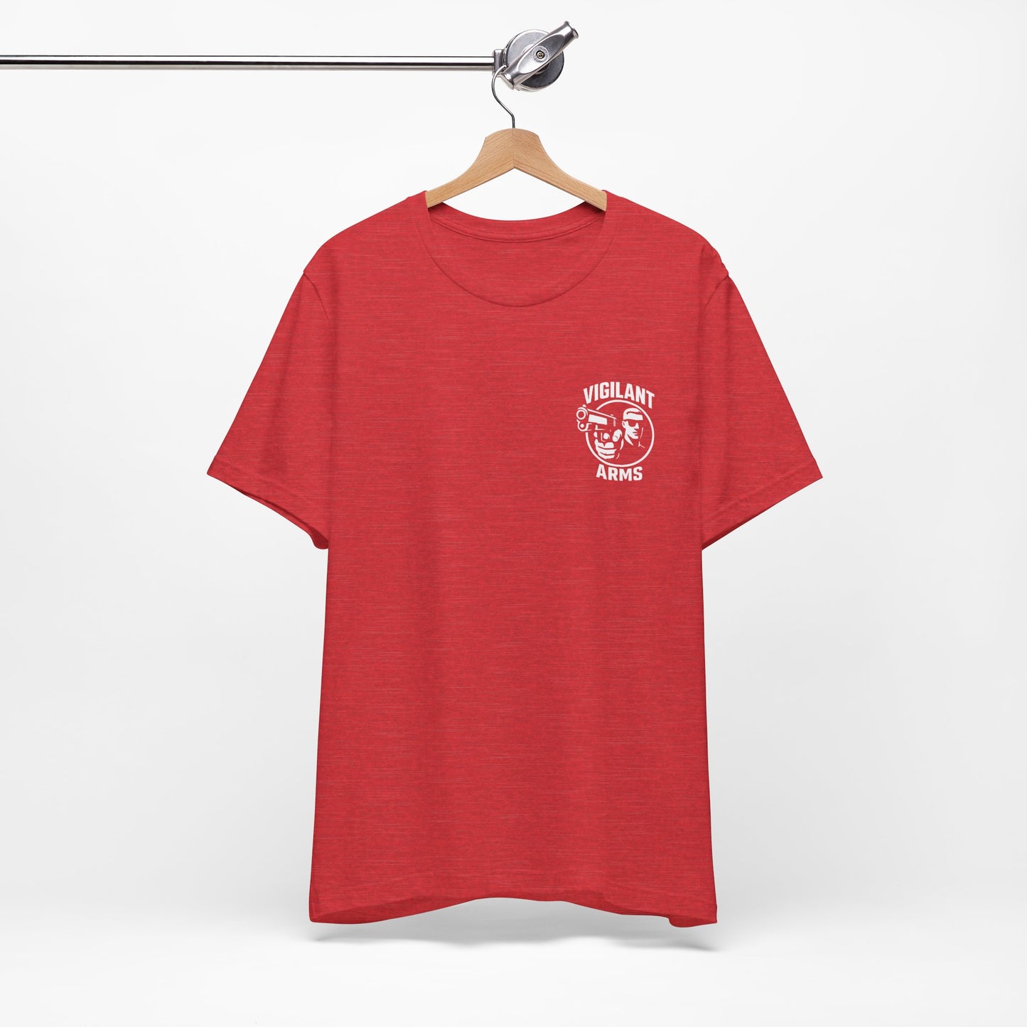Vigilant Arms | with shades | Jersey Comfort Bella+Canvas Short Sleeve Tee. {*Designw/Sunglasses} Front/Back