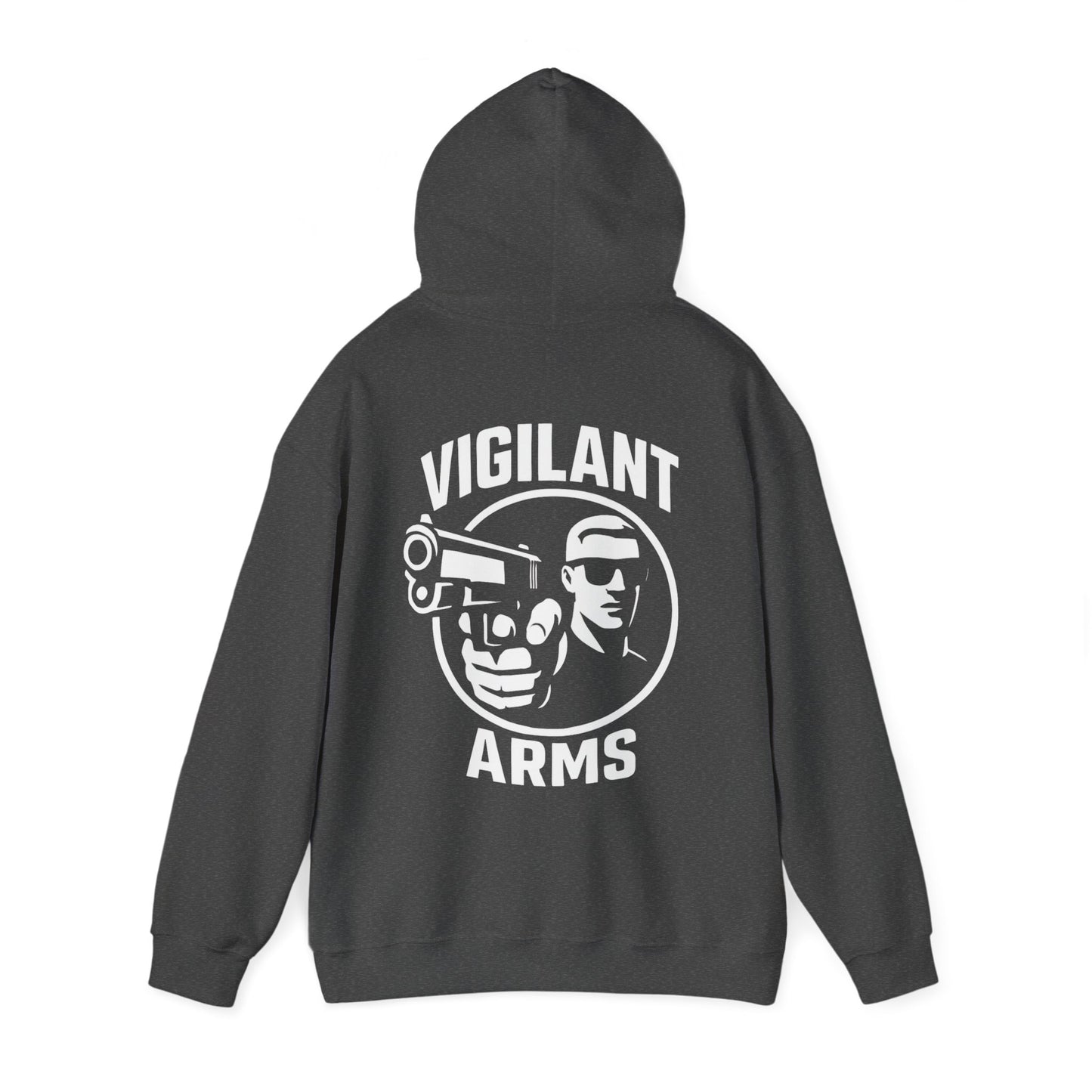 Vigilant Arms | with shades | Heavy Blend Hoodie. {*Designw/Sunglasses} Front/Back
