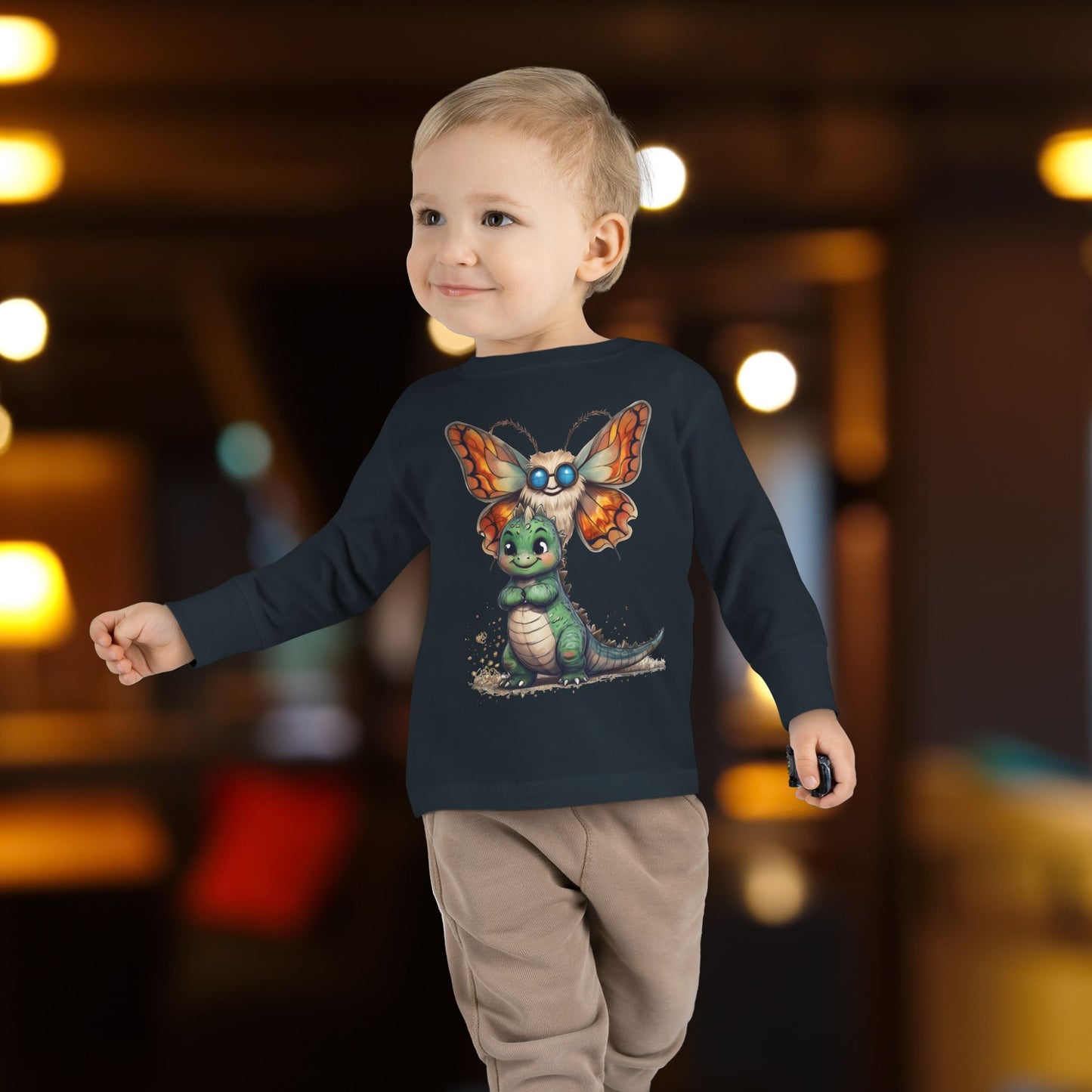 Kaiju Toddler Dinosaur| Moth Long Sleeve T-Shirt
