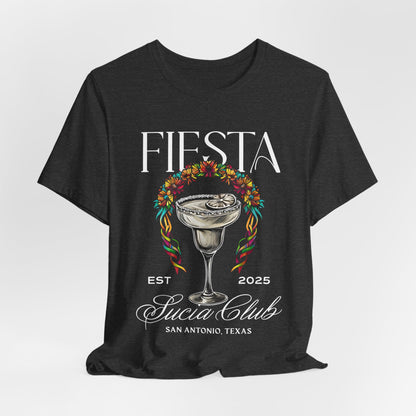 FIESTA Sucia Club w/FloralCrown  Bella+Canvas Ultra Soft Jersey Short Sleeve Tee