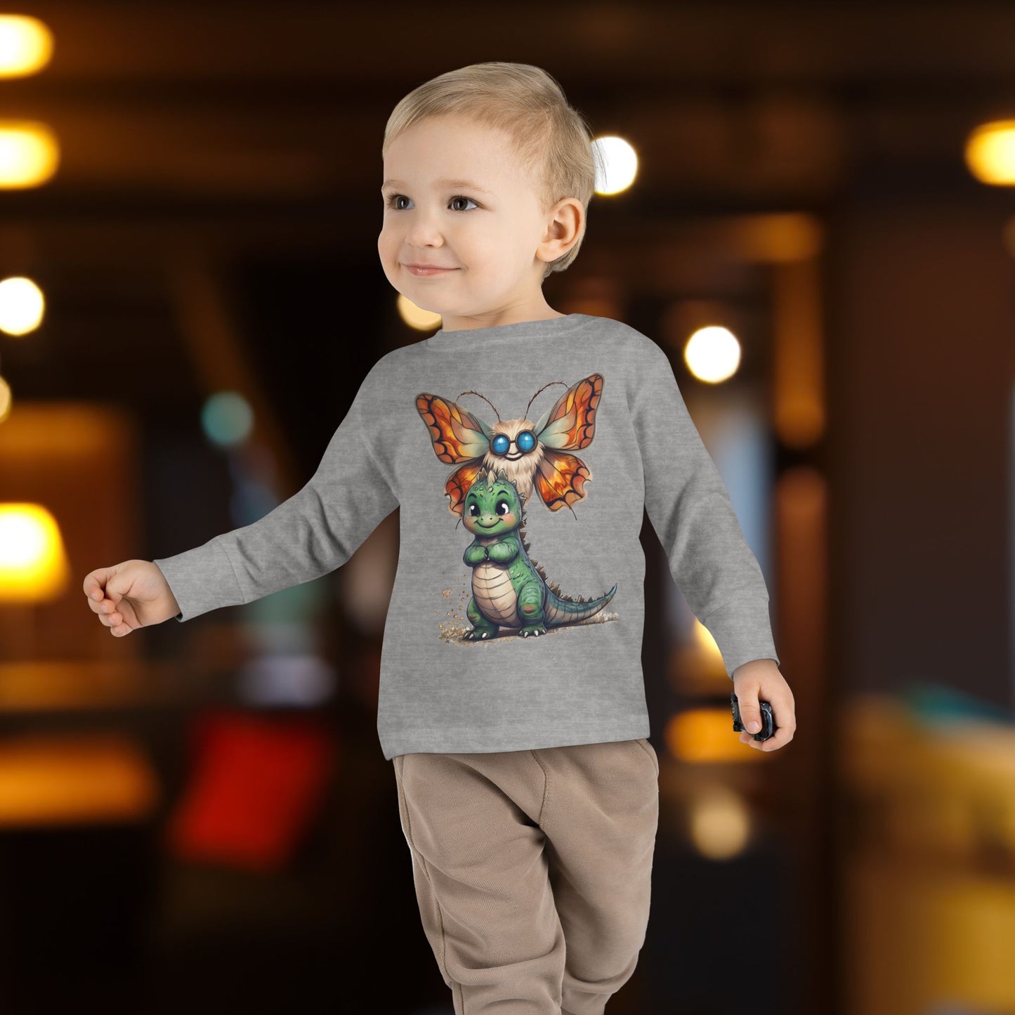 Kaiju Toddler Dinosaur| Moth Long Sleeve T-Shirt