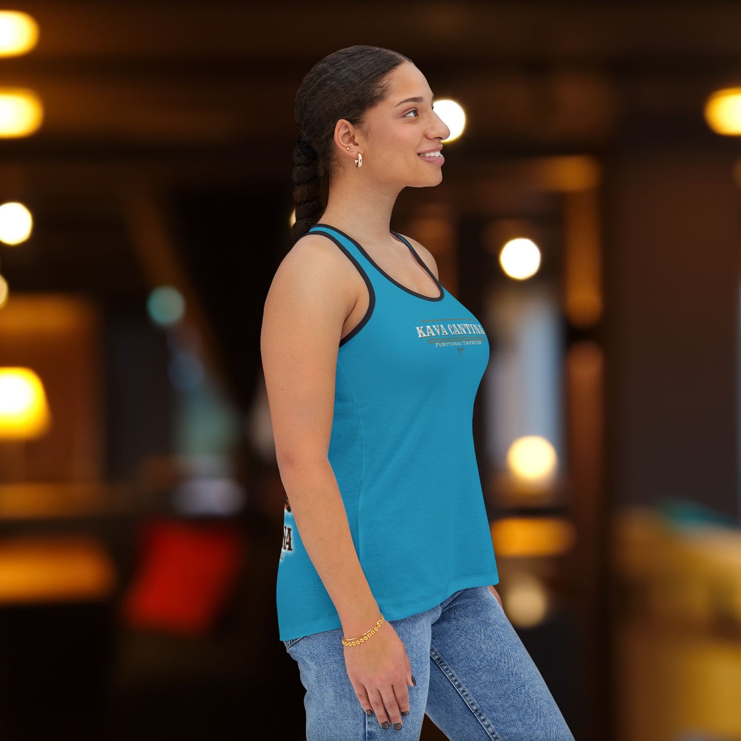 Custom Kav Order Raceback Tank Top with front and back design (TURQUOISE)
