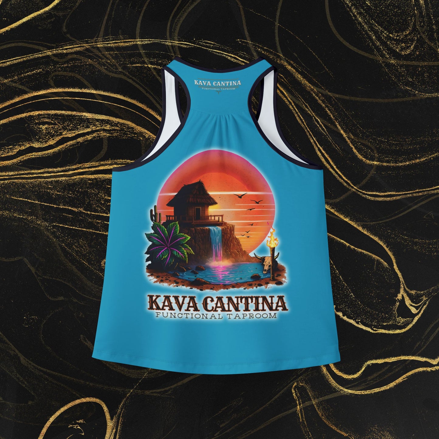 Custom Kav Order Raceback Tank Top with front and back design (TURQUOISE)