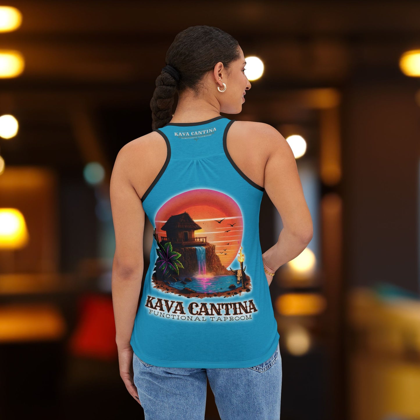 Custom Kav Order Raceback Tank Top with front and back design (TURQUOISE)
