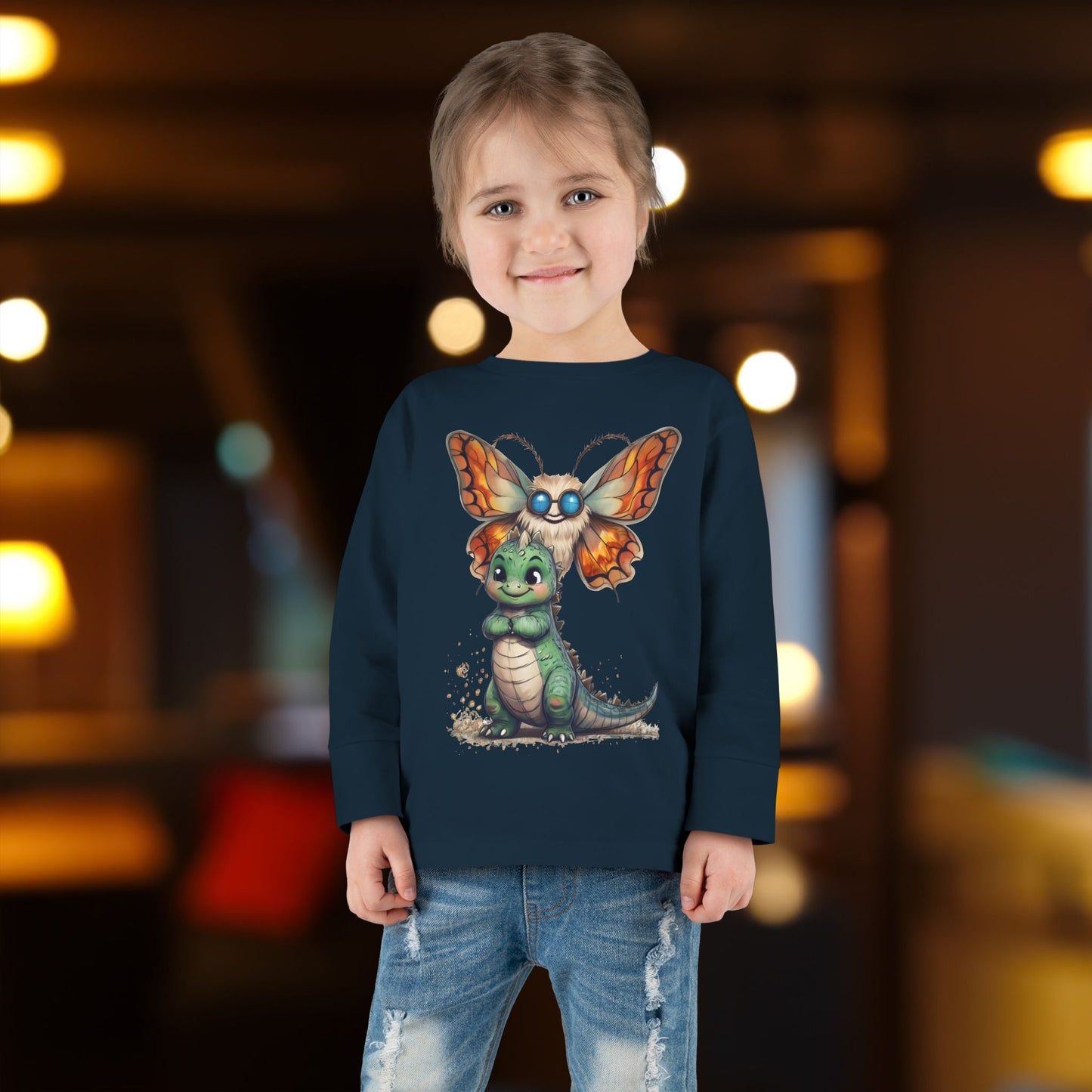 Kaiju Toddler Dinosaur| Moth Long Sleeve T-Shirt