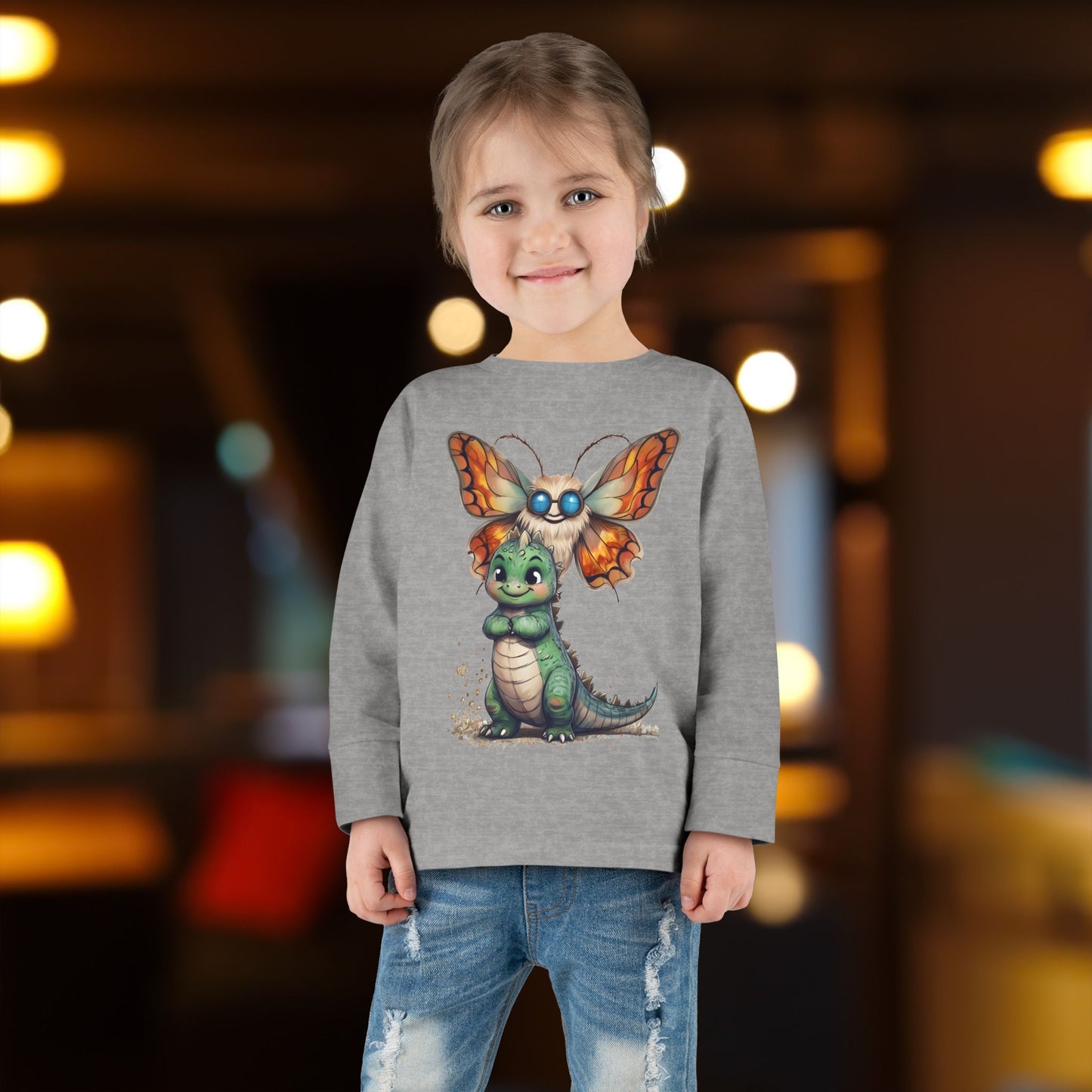 Kaiju Toddler Dinosaur| Moth Long Sleeve T-Shirt