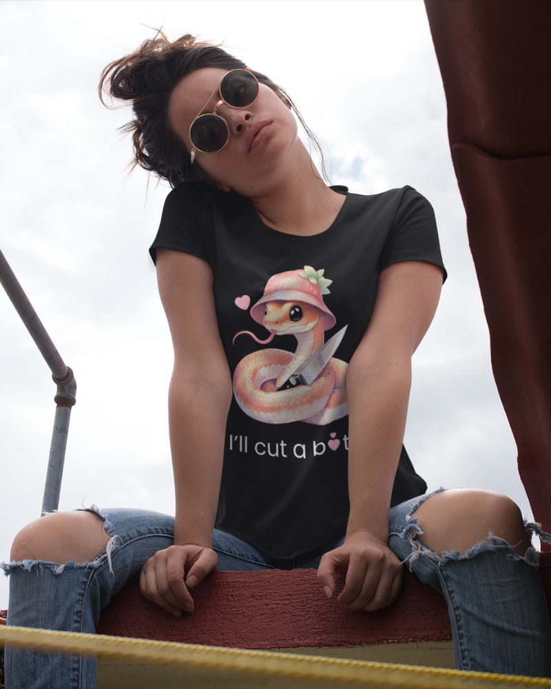 Cute Snake in Strawberry Hat Comfy Girly Tee