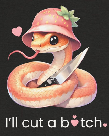 Cute Snake in Strawberry Hat Comfy Girly Tee