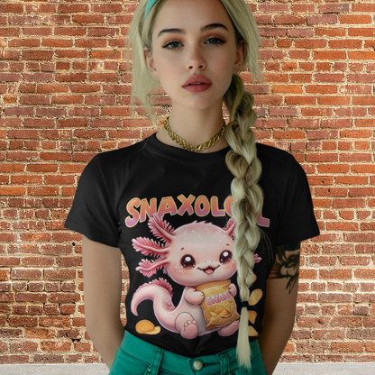 Snaxolotl Comfy Jersey Short Sleeve Tee. Comfy Axolotl Bella+Canvas shirt.