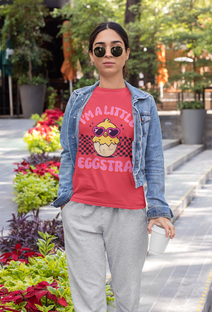 I'm A Little Eggstra Bella+Canvas Ultra Soft Tee Easter Short Sleeve T-Shirt