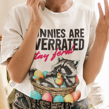 Bunnies Are Overrated Stay Feral Ultra Soft Bella+Canvas Vintage Style Short Sleeve Tee