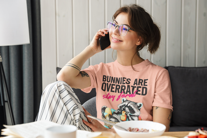Bunnies Are Overrated Stay Feral Ultra Soft Bella+Canvas Vintage Style Short Sleeve Tee
