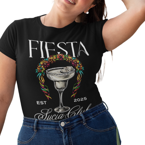 FIESTA Sucia Club w/FloralCrown  Bella+Canvas Ultra Soft Jersey Short Sleeve Tee