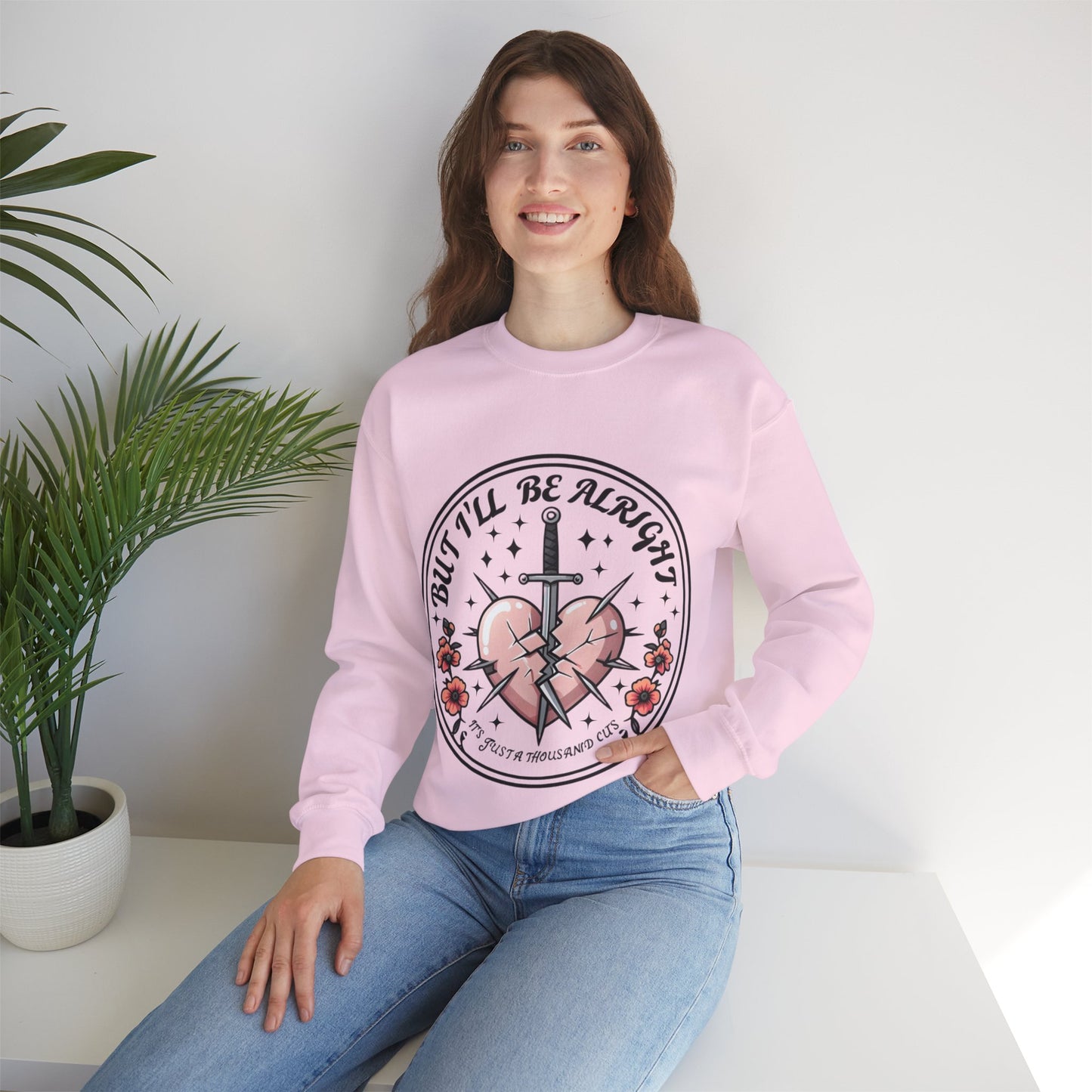 Death By A Thousand Cuts Crewneck, Swiftie Crewneck, Valentines Day Unisex Gildan Heavy Blend Crewneck,  Comfortable Cozy, Ribbed Collar