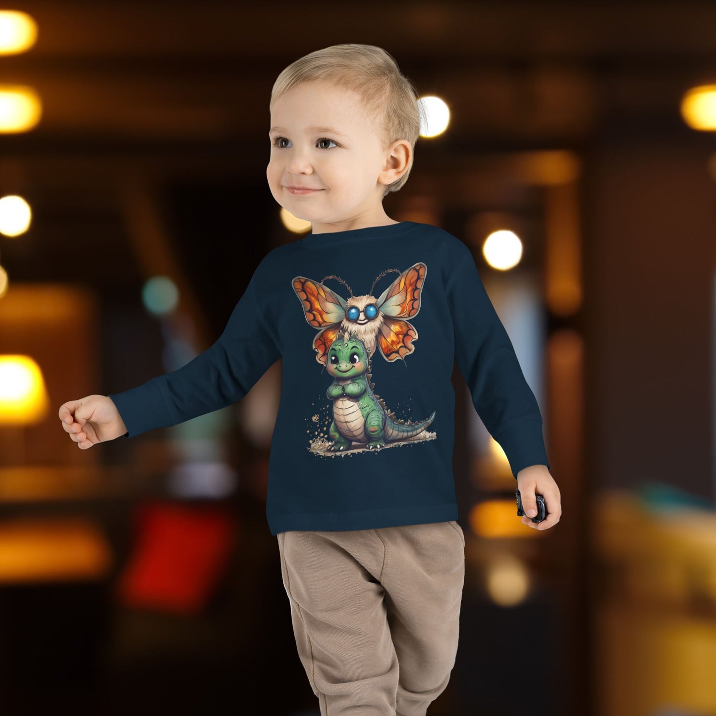 Kaiju Toddler Dinosaur| Moth Long Sleeve T-Shirt