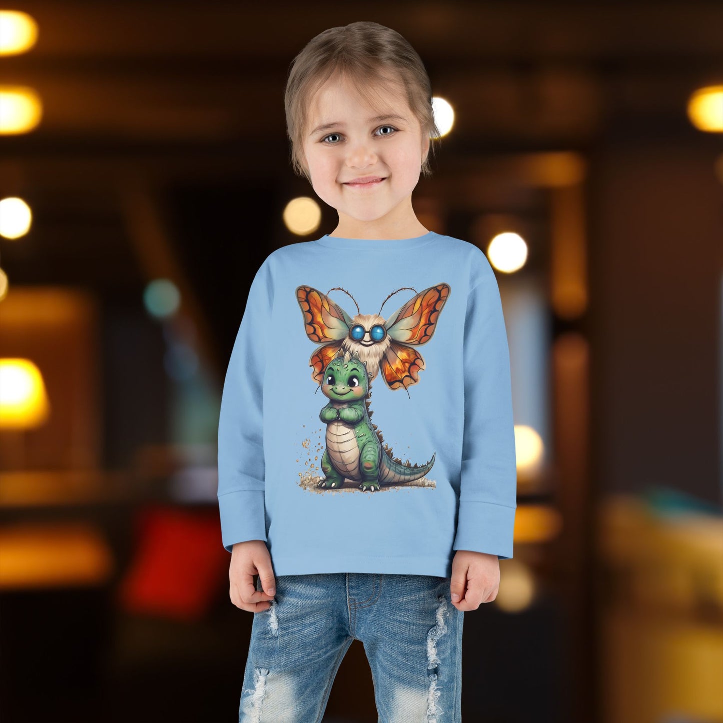 Kaiju Toddler Dinosaur| Moth Long Sleeve T-Shirt