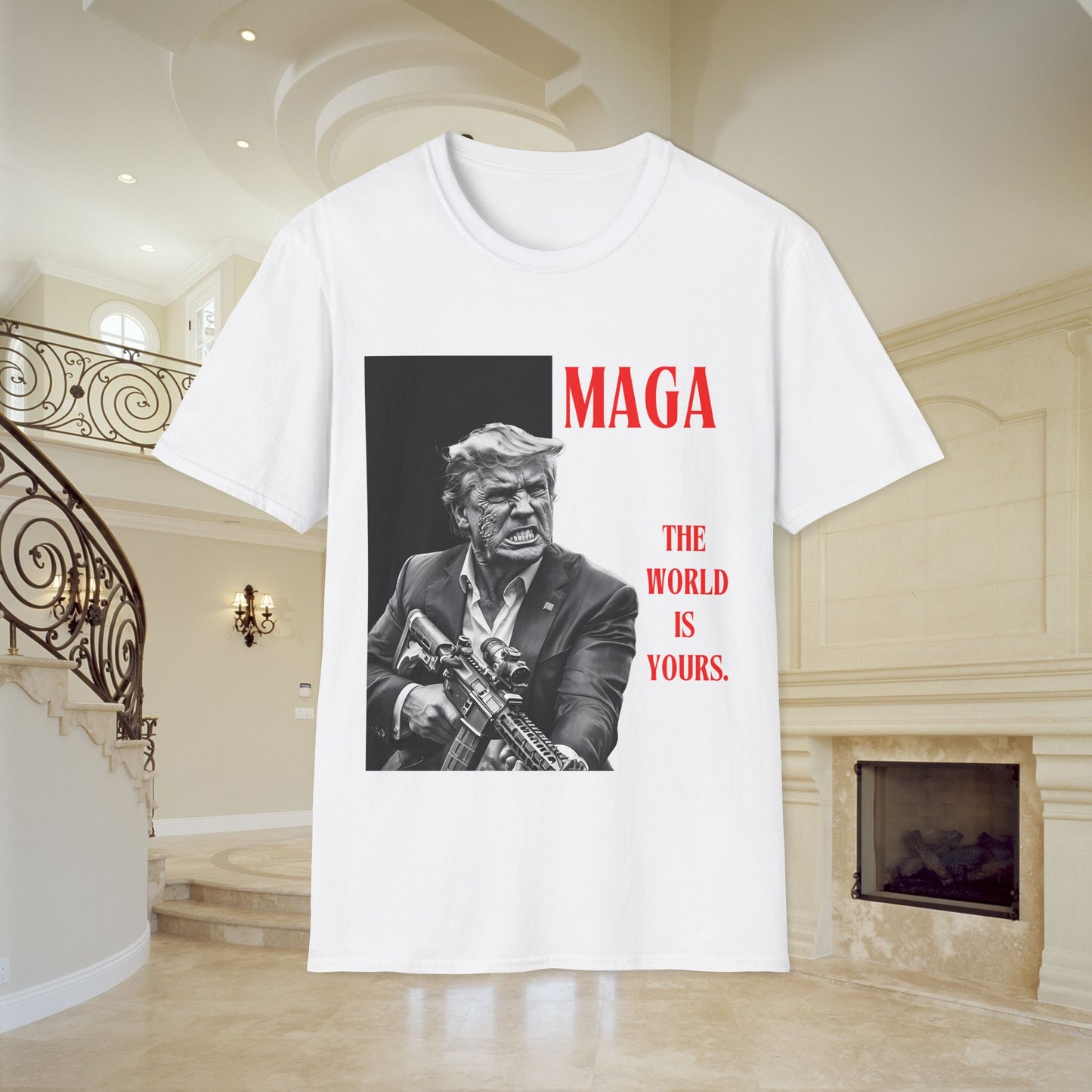 MAGA Vintage American Freedom Softstyle T-Shirt for Action Movie Fans, Lightweight Casual Comfort Tee with Long Lasting Print