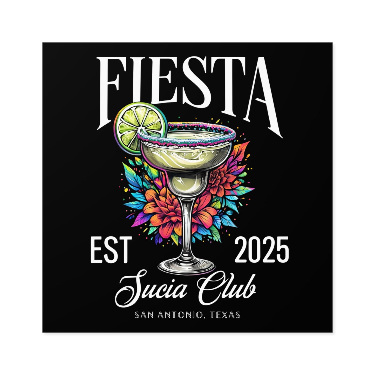 FIESTA Sucia Club Square Stickers, Indoor\Outdoor 3 inch by 3 inch