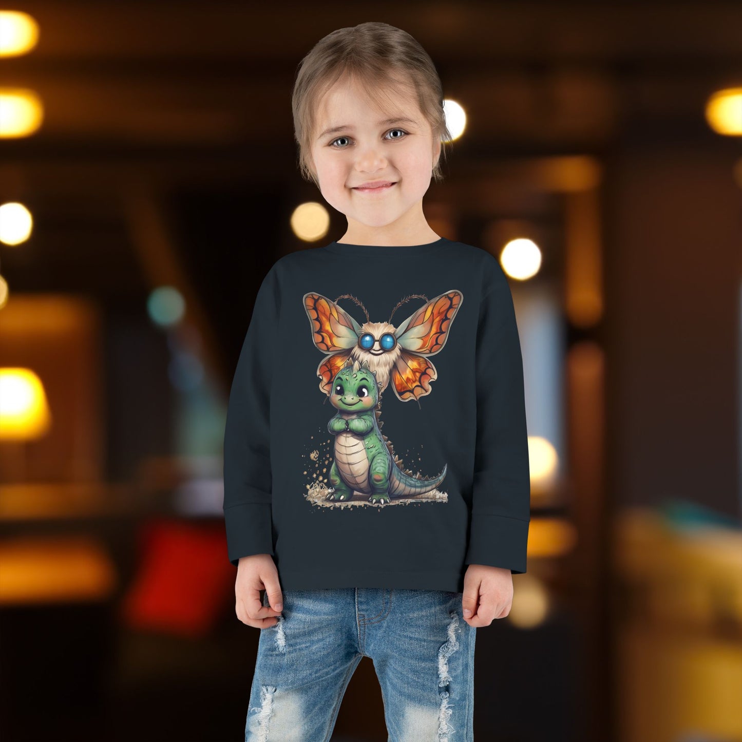 Kaiju Toddler Dinosaur| Moth Long Sleeve T-Shirt