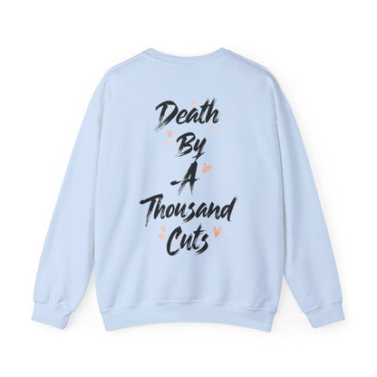 Death By A Thousand Cuts Crewneck, Swiftie Crewneck, Valentines Day Unisex Gildan Heavy Blend Crewneck,  Comfortable Cozy, Ribbed Collar