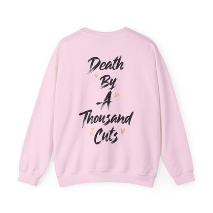 Death By A Thousand Cuts Crewneck, Swiftie Crewneck, Valentines Day Unisex Gildan Heavy Blend Crewneck,  Comfortable Cozy, Ribbed Collar